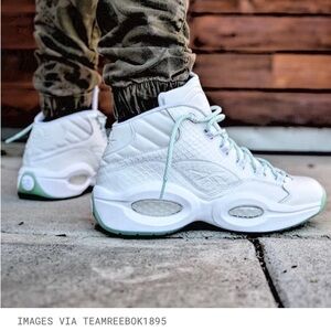 Reebok White Question Mid EE Mint Glow Sneakers - Rare